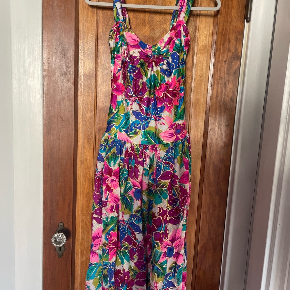 Vintage Drop Waist Floral Sleeveless Dress